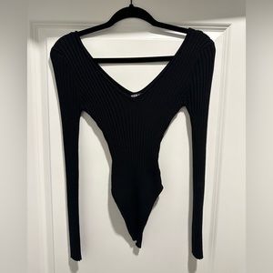 Black v-neck bodysuit in a size small